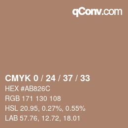 Code couleur: CMYK 0 / 24 / 37 / 33 | qconv.com