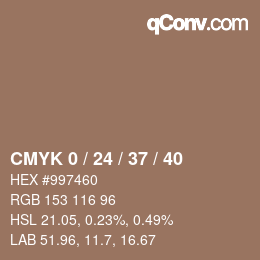 カラーコード: CMYK 0 / 24 / 37 / 40 | qconv.com