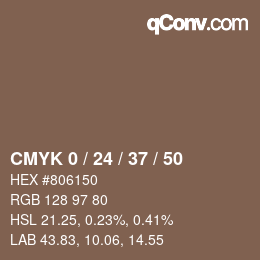 カラーコード: CMYK 0 / 24 / 37 / 50 | qconv.com