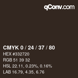 カラーコード: CMYK 0 / 24 / 37 / 80 | qconv.com