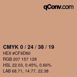 カラーコード: CMYK 0 / 24 / 38 / 19 | qconv.com
