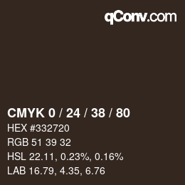 カラーコード: CMYK 0 / 24 / 38 / 80 | qconv.com
