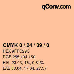 カラーコード: CMYK 0 / 24 / 39 / 0 | qconv.com