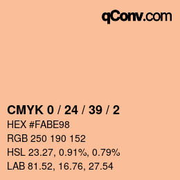 カラーコード: CMYK 0 / 24 / 39 / 2 | qconv.com