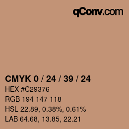 カラーコード: CMYK 0 / 24 / 39 / 24 | qconv.com