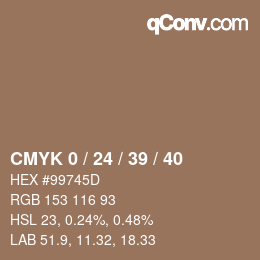カラーコード: CMYK 0 / 24 / 39 / 40 | qconv.com