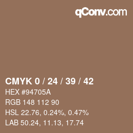 カラーコード: CMYK 0 / 24 / 39 / 42 | qconv.com