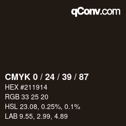 カラーコード: CMYK 0 / 24 / 39 / 87 | qconv.com