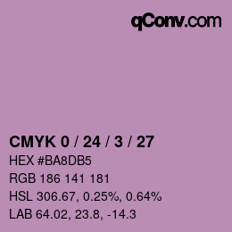 カラーコード: CMYK 0 / 24 / 3 / 27 | qconv.com