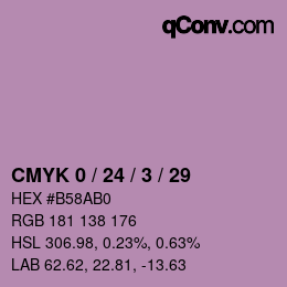 カラーコード: CMYK 0 / 24 / 3 / 29 | qconv.com
