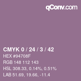 カラーコード: CMYK 0 / 24 / 3 / 42 | qconv.com