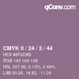 Farbcode: CMYK 0 / 24 / 3 / 44 | qconv.com