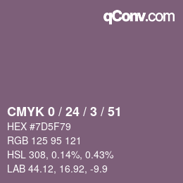 カラーコード: CMYK 0 / 24 / 3 / 51 | qconv.com