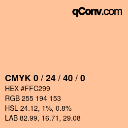 カラーコード: CMYK 0 / 24 / 40 / 0 | qconv.com