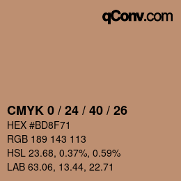 カラーコード: CMYK 0 / 24 / 40 / 26 | qconv.com