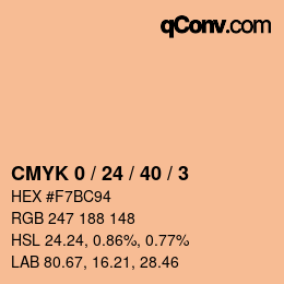 カラーコード: CMYK 0 / 24 / 40 / 3 | qconv.com
