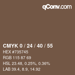 颜色代码: CMYK 0 / 24 / 40 / 55 | qconv.com