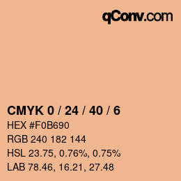 カラーコード: CMYK 0 / 24 / 40 / 6 | qconv.com