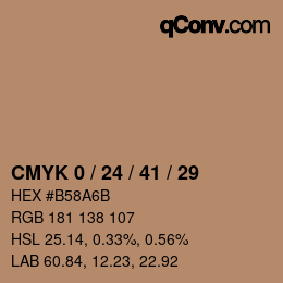 カラーコード: CMYK 0 / 24 / 41 / 29 | qconv.com