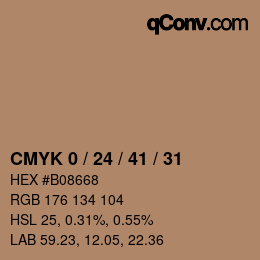 カラーコード: CMYK 0 / 24 / 41 / 31 | qconv.com