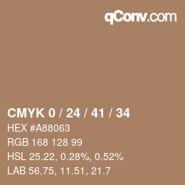 カラーコード: CMYK 0 / 24 / 41 / 34 | qconv.com