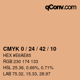 カラーコード: CMYK 0 / 24 / 42 / 10 | qconv.com