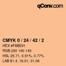 カラーコード: CMYK 0 / 24 / 42 / 2 | qconv.com