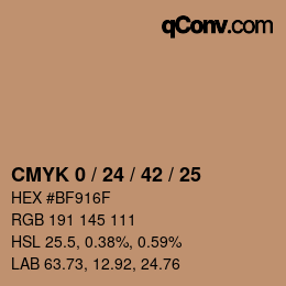 カラーコード: CMYK 0 / 24 / 42 / 25 | qconv.com
