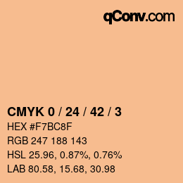 カラーコード: CMYK 0 / 24 / 42 / 3 | qconv.com
