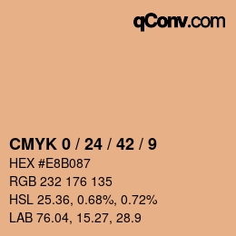 カラーコード: CMYK 0 / 24 / 42 / 9 | qconv.com