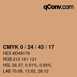 颜色代码: CMYK 0 / 24 / 43 / 17 | qconv.com