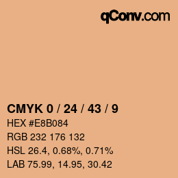 カラーコード: CMYK 0 / 24 / 43 / 9 | qconv.com