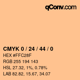 カラーコード: CMYK 0 / 24 / 44 / 0 | qconv.com