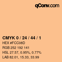 Color code: CMYK 0 / 24 / 44 / 1 | qconv.com