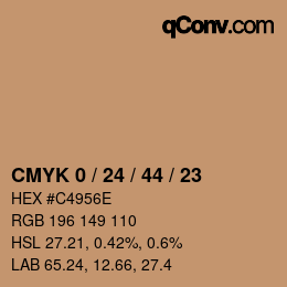 カラーコード: CMYK 0 / 24 / 44 / 23 | qconv.com