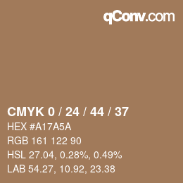カラーコード: CMYK 0 / 24 / 44 / 37 | qconv.com