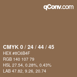 カラーコード: CMYK 0 / 24 / 44 / 45 | qconv.com