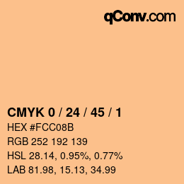 Color code: CMYK 0 / 24 / 45 / 1 | qconv.com
