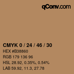 カラーコード: CMYK 0 / 24 / 46 / 30 | qconv.com