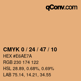 カラーコード: CMYK 0 / 24 / 47 / 10 | qconv.com