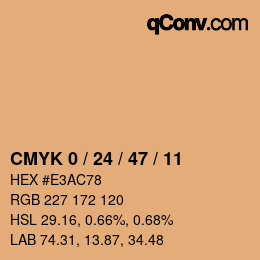 カラーコード: CMYK 0 / 24 / 47 / 11 | qconv.com