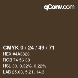 Farbcode: CMYK 0 / 24 / 49 / 71 | qconv.com