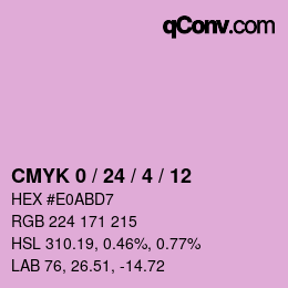 カラーコード: CMYK 0 / 24 / 4 / 12 | qconv.com