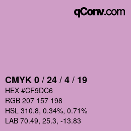カラーコード: CMYK 0 / 24 / 4 / 19 | qconv.com