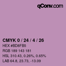 カラーコード: CMYK 0 / 24 / 4 / 26 | qconv.com