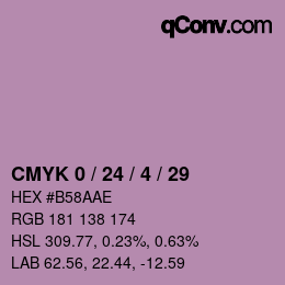 カラーコード: CMYK 0 / 24 / 4 / 29 | qconv.com