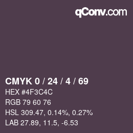 カラーコード: CMYK 0 / 24 / 4 / 69 | qconv.com