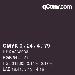 カラーコード: CMYK 0 / 24 / 4 / 79 | qconv.com