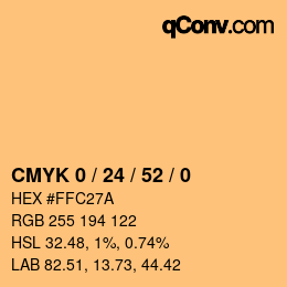 Color code: CMYK 0 / 24 / 52 / 0 | qconv.com