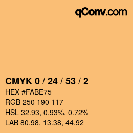 颜色代码: CMYK 0 / 24 / 53 / 2 | qconv.com